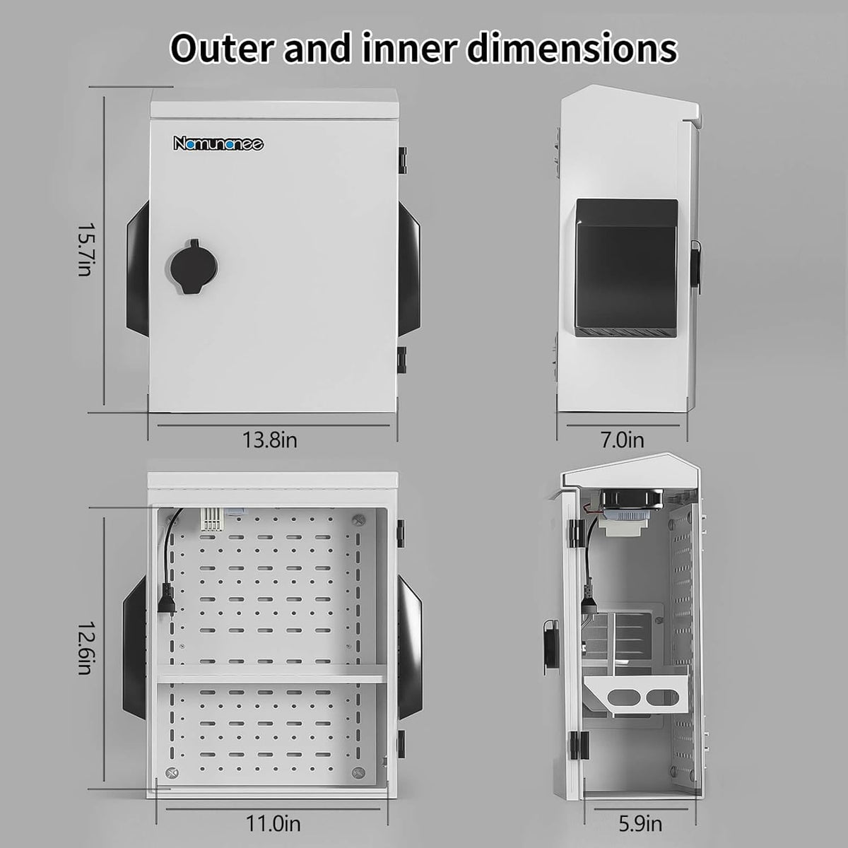 Outdoor Electrical Box with Thermostat and Fan, Cold-Rolled Steel Plate, Aluminum Alloy Back Beam, One-Piece Ventilation Design, IP65 Waterproof, Wall/Pole Mounted. (15.7" x 11.8" x 5.9")