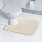 Yimobra Memory Foam Toilet Bath Mat U-Shaped, Commode Contour Rug, Soft and Comfortable, Super Water Absorbent, Non-Slip, Thick, Machine Wash Bathroom Commode Contour Rug, 24 X 20 Inches, Cream