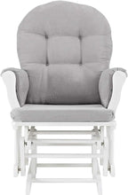 Windsor Glider and Ottoman, Polyester, Wood, Metal, White with Gray Cushion