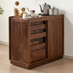 ENGENDER Couch Side Table 78x41x69cm Walnut Home Sofa Side Cabinet, Living Room Movable Tea Set Storage Display Table Narrow End
