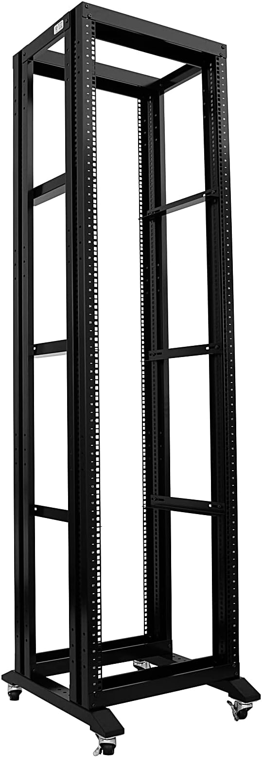 Raising Electronics Server Rack Open Frame Rack 4 Post 19 inch Adjustable Server/Audio Rack Cold Rolled Steel(42U,17Depth)