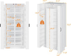 MOUMON Kitchen Pantry Storage Cabinet with Doors and Shelves, Rotating Racks, Tall Pantry Cabinet Cupboard with Door Racks, White, 19.7”D x 31.5”W x 72.2”H