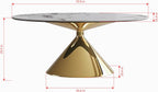 71" Oval Marble Dining Table with Gold Stainless Steel Base,Oval Kitchen Table for 4-6 People,Elegant Contemporary Dining Table