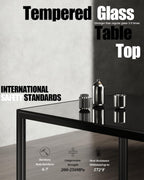 Dining Table Set for 4, Kitchen Table and Chairs Set of 4, 5 Piece Modern Dining Room Table Set with Tempered Glass Top and PU Leather Chairs for Small Space, Apartment, Poker