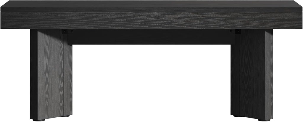 Tribesigns Farmhouse Wooden Dining Bench, 47" Indoor Entryway Bench with Sturdy Frame for Dining Room, Livingroom, Hallway, End of Bed (Black)