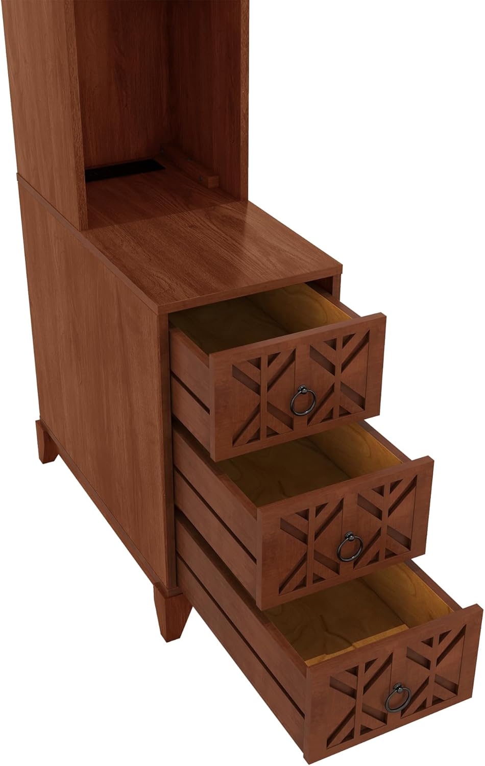 KEIKI End Table with 3 Drawers, Corner Table with 4 Open Shelves, Tall Side Table for Living Room, Bedroom and Corner