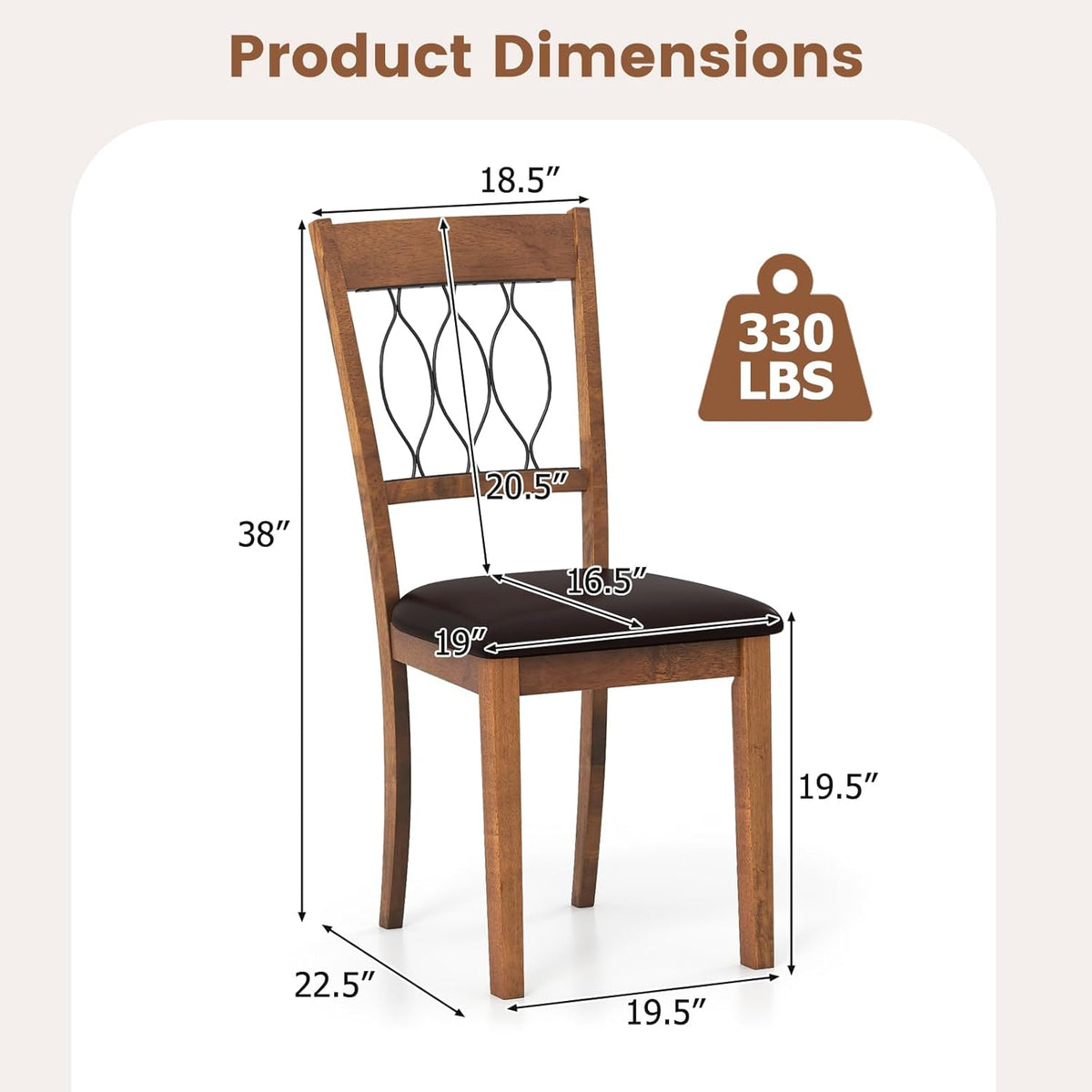 Giantex Dining Chairs Set of 4, Faux Leather Upholstered Armless Kitchen Chairs w/Hollowed Backrest, Padded Seat, Rubber Wood Frame, Farmhouse Side Chair for Living Room Restaurant, Walnut
