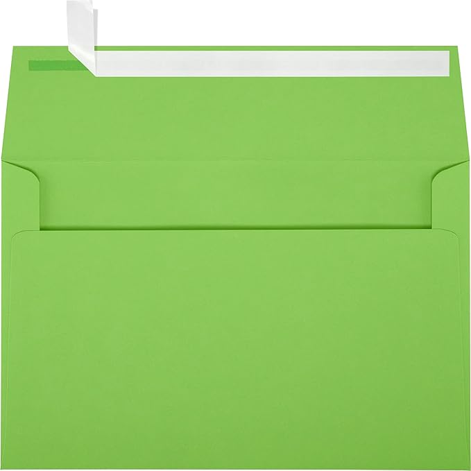 LUXPaper A9 Invitation Envelopes | Peel & Press | 5 3/4" x 8 3/4" | Limelight Green | 80lb. Text | 50 Qty