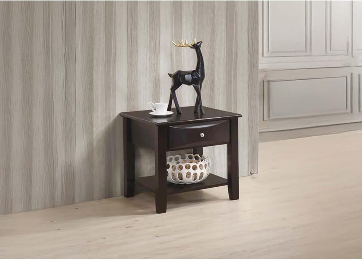 Finish 3pc Occasional Table Set Living Room 1x Coffee Table 2X End Tables Wooden Classic Drawers Open Storage Shelf Base