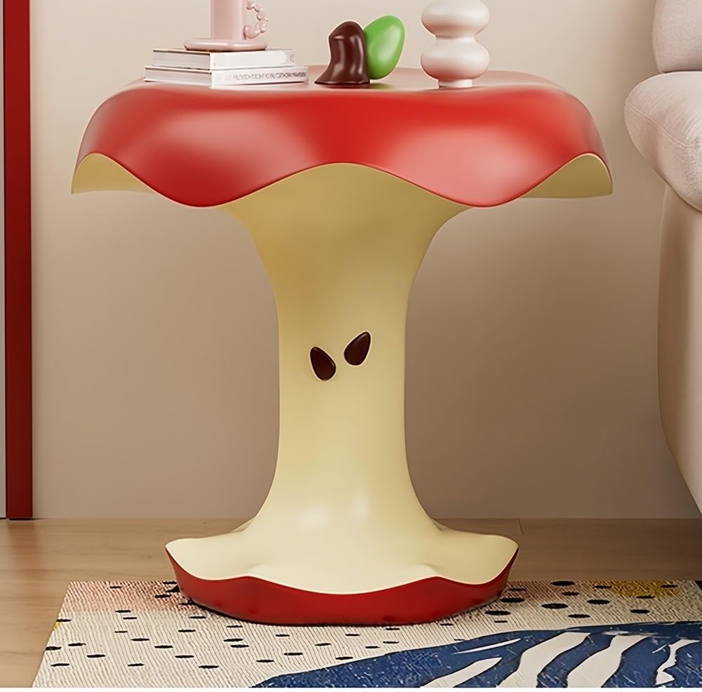 Cute Apple-Shaped Accent Table, Resin Fruit-Shape Side Tables, Small End Table Living Room, Sofa, or Reading Corner