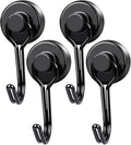 MIKEDE Magnetic Hooks 4 Pack, 40Lbs Heavy Duty Neodymium Magnet Hooks Black Magnetic Swivel Hooks for Hanging, Rust Proof Strong Magnets with Hook Magnetic Metal Hanger for Storage