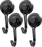 MIKEDE Magnetic Hooks 4 Pack, 40Lbs Heavy Duty Neodymium Magnet Hooks Black Magnetic Swivel Hooks for Hanging, Rust Proof Strong Magnets with Hook Magnetic Metal Hanger for Storage