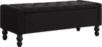 50" W Storage Ottoman Bench with Safety Hinge, Load up to 660 lb Ottoman with Storage, Upholstered Tufted Entryway Bench with Seating for Living Room, Bedroom, Entryway, Black
