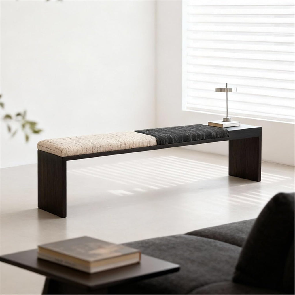 Modern Fabric Bench for Office Area Casual Dressing Room Bedroom Wooden Bed end Entryway(Medium)