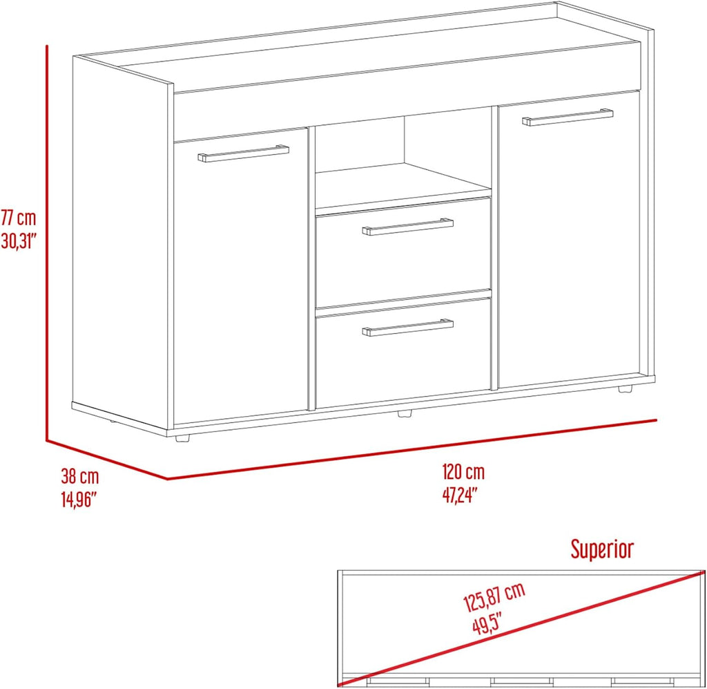 2-Drawer Sideboard Dark Walnut,Large Capacity Dining Cabinet,for Kitchen