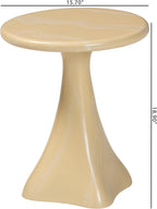 Bali & pari Aponi Marbled Resin End Table - Sculptural Side Table with Round Top and Pedestal Base, Modern Contemporary Statement Furniture, Cream
