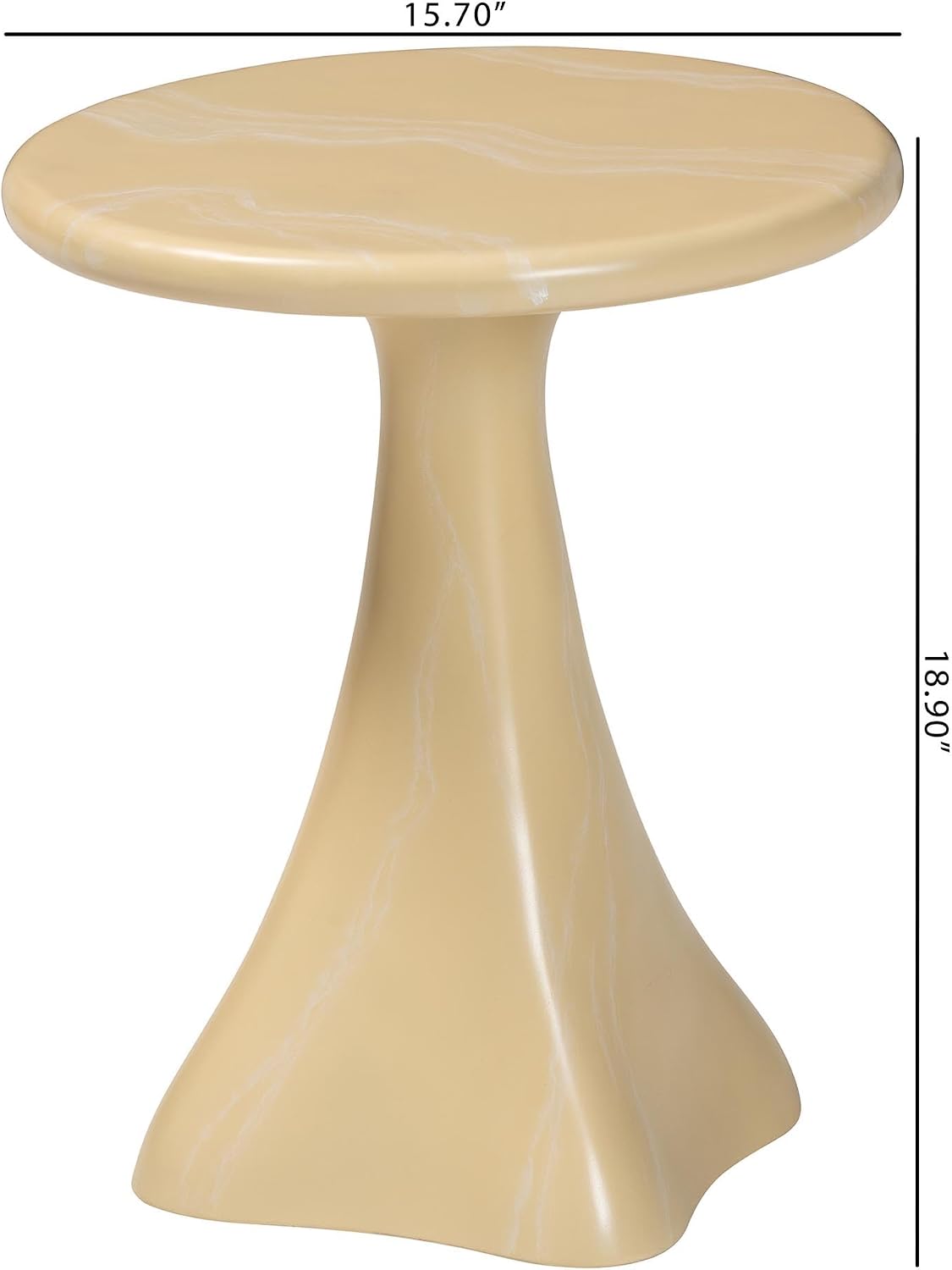 Bali & pari Aponi Marbled Resin End Table - Sculptural Side Table with Round Top and Pedestal Base, Modern Contemporary Statement Furniture, Cream