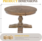 47" Round Dining Table with Wooden Pedestal Base, Antique Pine Wood Dinner Table for 4, Heavy Duty Pedestal Table for Kitchen/Dining Room/Living Room/Restaurant, Walnut