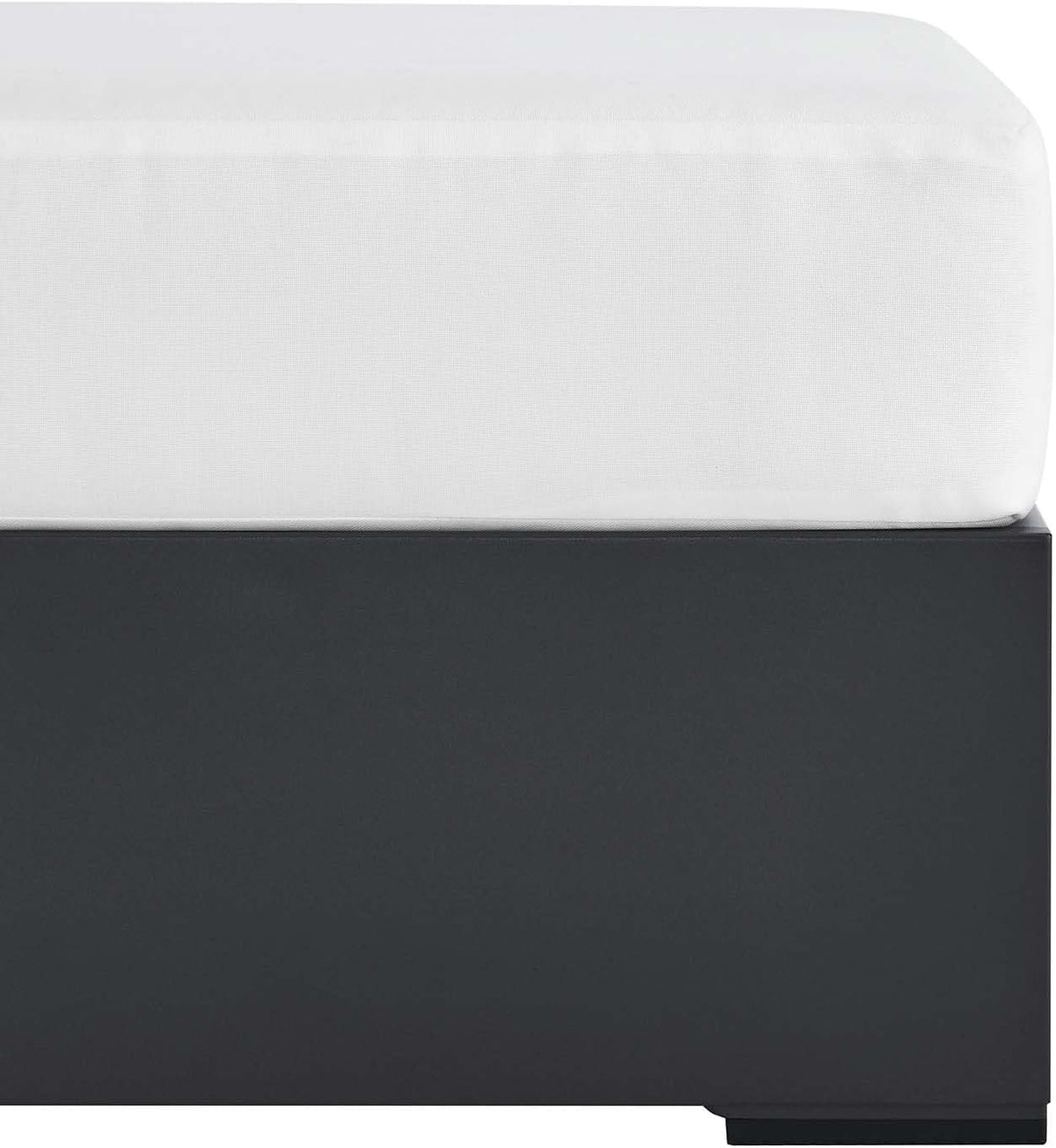 Modway Tahoe Aluminum Ottoman in Gray White with Weather-Resistant Cushion-Ideal as Outdoor Footstool, Patio or Sunroom Furniture