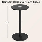 Homleke 12" Round Side Table, Solid Wood Pillar with Wood Top & Base, Small Drink Accent Table for Living Room, Bedroom, Sofa & Office, Easy Assembly, Black