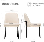 COLAMY Modern Dining Chairs Set of 2, Upholstered Dining Room Chairs Dinner Chair Kitchen Chairs with Curved Back and Metal Legs, Beige