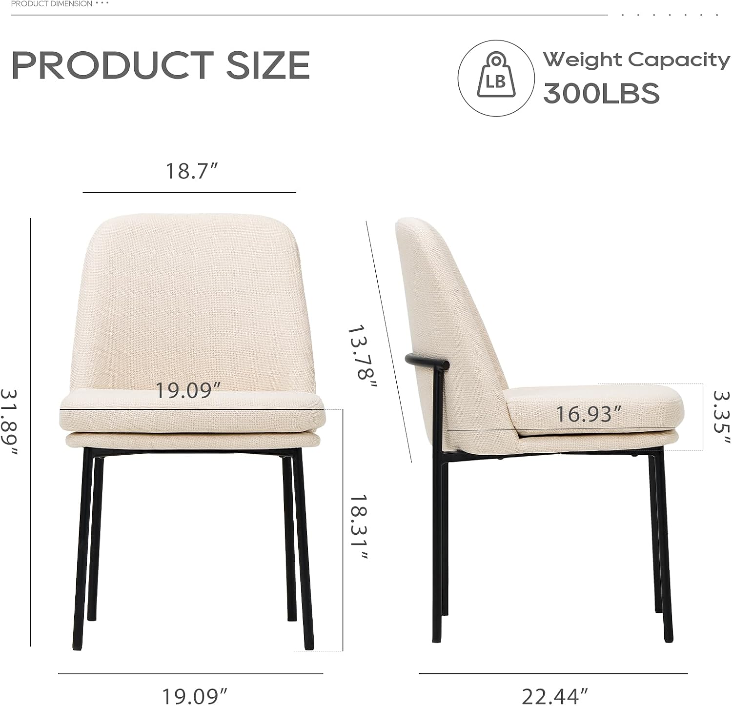 COLAMY Modern Dining Chairs Set of 4, Upholstered Dining Room Chairs Dinner Chair Kitchen Chairs with Curved Back and Metal Legs, Beige
