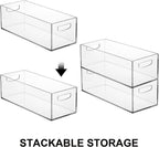 Frcctre 2 Pack Acrylic DVD/CD Storage Box, Clear DVD Holder Case with Handles, Stackable Storage Container Shelf Organizer Bin for CDs, Video Games, Blu-ray, Books, Home, Office
