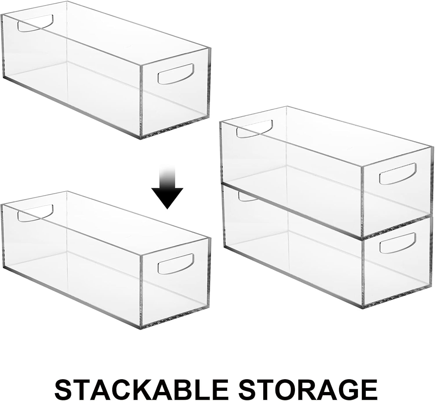 Frcctre 2 Pack Acrylic DVD/CD Storage Box, Clear DVD Holder Case with Handles, Stackable Storage Container Shelf Organizer Bin for CDs, Video Games, Blu-ray, Books, Home, Office