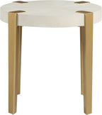 Steve Silver Furniture Gracie End Table, 24" H Table, Contemporary/Modern Design, Satin Gold Finished Metal Legs, 300lb Capacity, Living Room, Bedroom, 23.5" L x 23.5" W x 24" H, White