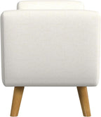 HomePop Modern Storage Bench with Wood Legs |Homepop Home Décor|Bench with Storage for Living Room & Bedroom - Cream Woven