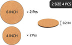 4 Pieces 2 Sizes Cork Plant Coasters, 4/6 Inch Cork Plant Mats, Cork Coaster for Planters, Plant Coasters for House Plants Indoors (Nude & Black)