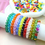 200 PCS 6mm Crystal Glass Beads Round Multiple Faceted Loose Spacer Glass Beads for DIY Handcrafte Bracelet Necklace Earring Jewelry Making(Tangerine)