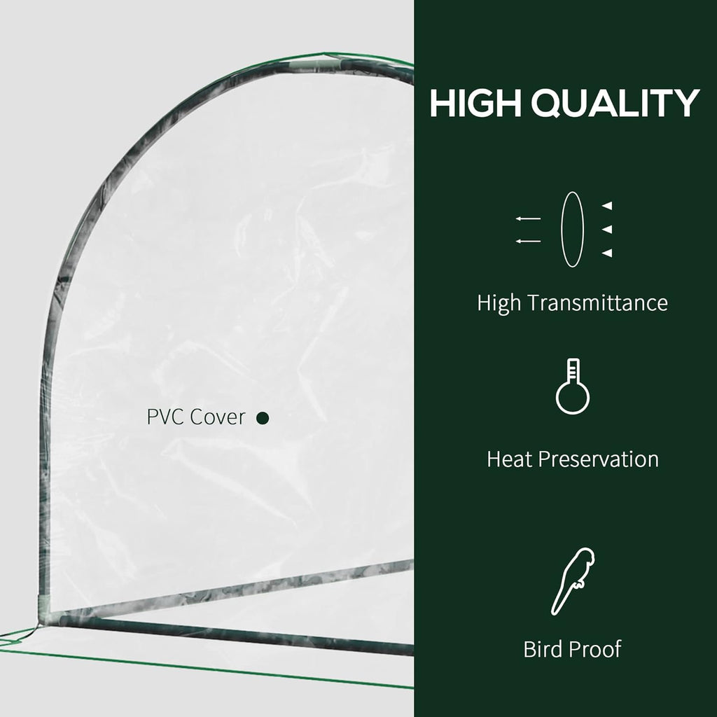 Outsunny 7' x 3' x 2.5' Mini Greenhouse, Portable Tunnel Green House with Roll-Up Zippered Door, UV Waterproof Cover, Steel Frame, Clear