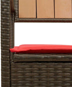 Brown Poly Rattan Patio Storage Bench with Cushion, Outdoor Seat with Waterproof Storage Bag and Gas Spring Lid