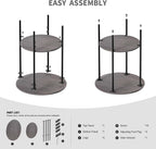 Side Table,Round End Table with 2 Storage Shelves| Compact Side Tables for Living Room, Couch, Office & Bedroom | Narrow Accent Table as Space-Saving Small Bedside Table 18x18x22in (Grey)