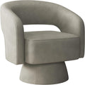 INZOY Swivel Barrel Chair with Velvet Fabric, Swivel Accent Chair with Thickened Soft Cushion, Comfy Round Swivel Chair for Living Room Bedroom, Grey