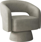 INZOY Swivel Barrel Chair with Velvet Fabric, Swivel Accent Chair with Thickened Soft Cushion, Comfy Round Swivel Chair for Living Room Bedroom, Grey