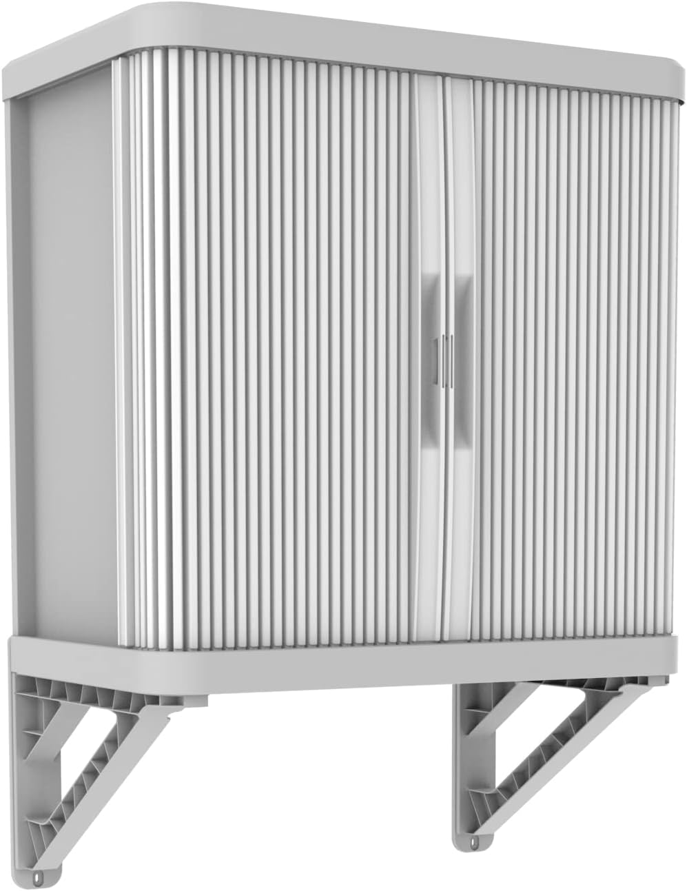 Terry, Rolling Space wall Cabin; wall Cabinet with Two Sliding Doors, Exterior and Interior, 2 Internal Adjustable Shelves, Grey, Made of Recycled Plastic, Dimensions: 59 x 36 x 59 cm