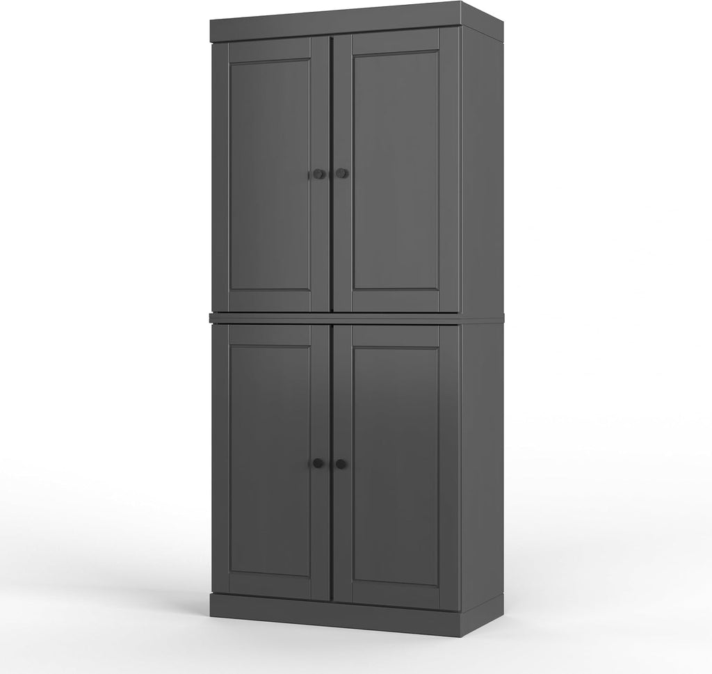 Palace Imports Solid Wood Kitchen Pantry - 71.5" H x 32" W Tall Storage Cabinet - with Adjustable Shelves & 2-Drawer Kit, Cupboard, Gray, 100% Renewable Eco-Friendly Wood, Made in Brazil