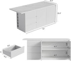 homary Kitchen Island with Storage & Wine Rack, 72" Modern White Kitchen Cabinet with Wood Top, Large Fixed Island with 3 Drawers & 6 Adjustable Shelves, Without Bar Stools