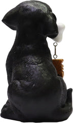 Nature's Mark Black Labrador Retriever Dog Puppy Statue with Welcome Sign Resin Garden Statue Decor 6.7" H