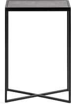 Kate and Laurel Jaspur Modern Slim Side Table, 16 x 8 x 24, Black Marble and Black, Decorative Glam Narrow End Table for Use as Skinny Bedroom Nightstand or Living Room Accent Table