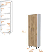 Fagan 2-Door 5-Shelf Kitchen Pantry White and Macadamia