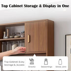 Kavie Kitchen Pantry Cabinet, Large-Capacity Sideboard with Open Shelf, Doors & Drawers, Wide Countertop for Appliances, Freestanding Cabinet for Kitchen (Natural+White,31.5" L*14.1" W*66.9" H)