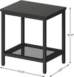 Outdoor Side Table with Storage 2-Tier Patio End Tables Black | Outdoor Accent Table Small Side Table For Pool, Deck, Garden