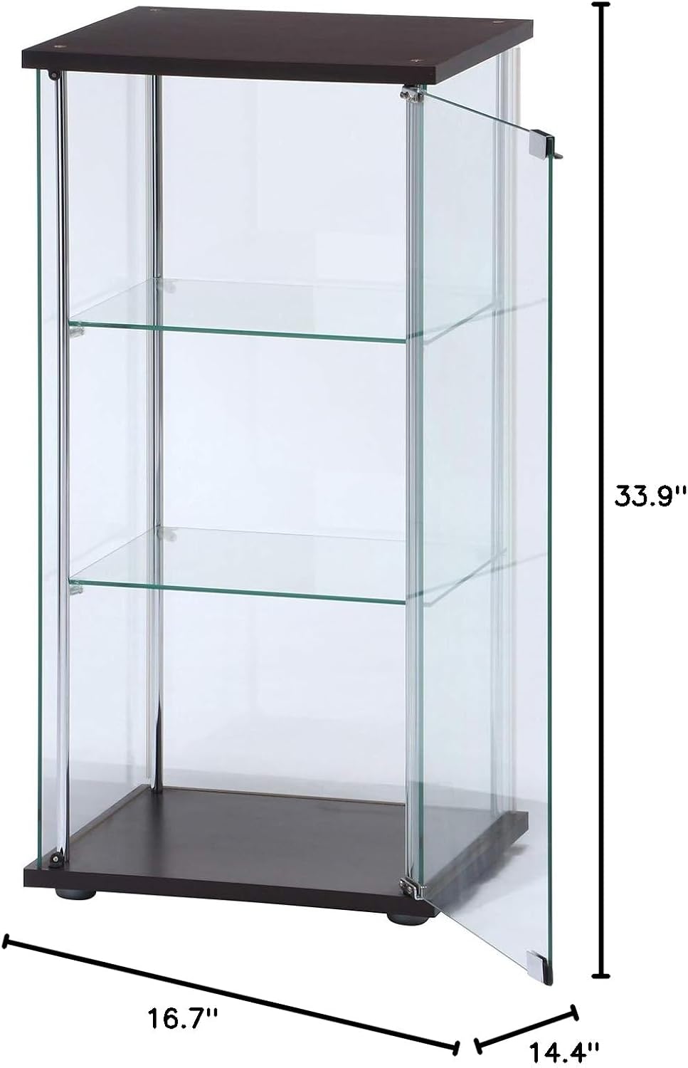 Fuji Boeki 96049 Collection Case, Figure Case, 3 Tiers, Width 16.7 x Depth 14.4 x Height 33.9 inches (42.5 x 36.5 x 86 cm), Brown, Tempered Glass, Full Glass,
