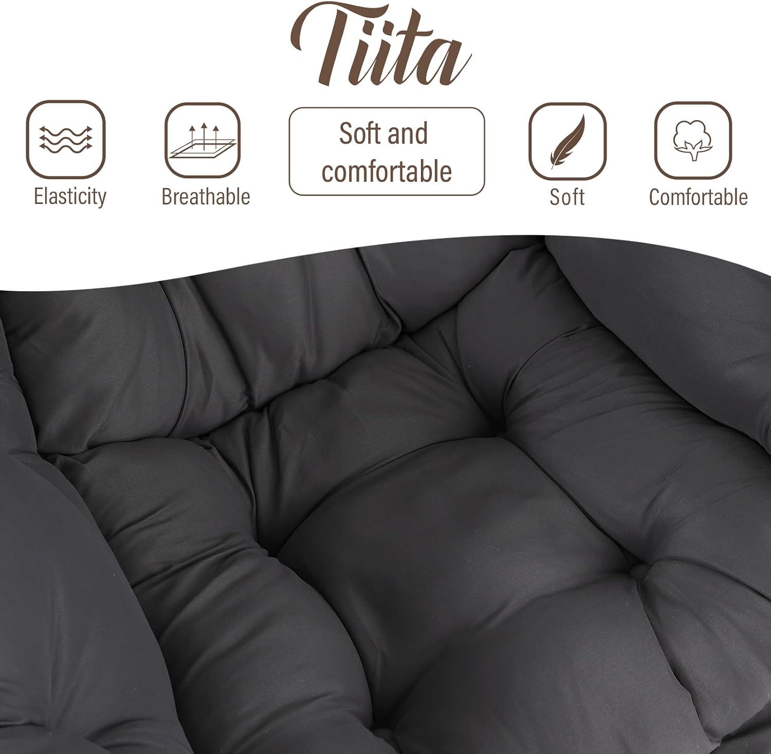 Tiita Lazy Chair, Gray Modern Large Accent Armchair, Comfy Leisure Sofa Reading Chair for Bedroom, Living Room, Dorm Rooms, Garden and Courtyard, Dark Grey
