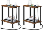 HOOBRO Side Table with Charging Station, Set of 2 End Tables with USB Port and Outlets, Nightstand with 2-Layer Storage Shelves for Small Spaces, Living Room, Bedroom, Rustic Brown BF09UBZP201