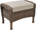 Modern Concept Faux Sea Grass Rattan Patio Ottoman in Brown