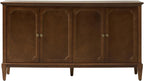 HULALA HOME Mid-Century Modern Sideboard Cabinet, 4-Door Storage Buffet, 58" W x 15.75" D x 32.2" H, Adjustable Shelves, Solid Rubberwood Legs(Walnut)